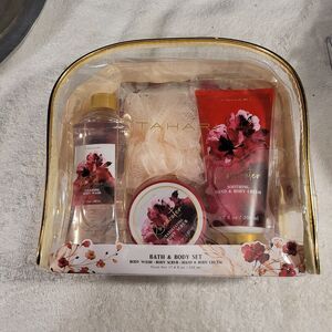 Tahari Bath & Body Gift Set, Body Wash Scrub & Lotion Rose Water